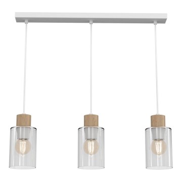 Suspension filaire MADERA 3xE27/60W/230V blanc/bois