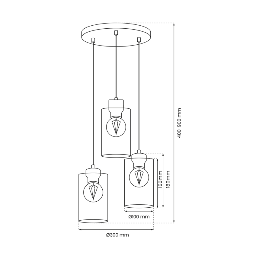 Suspension filaire MADERA 3xE27/60W/230V blanc/bois