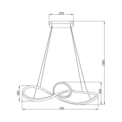 Suspension filaire MARCO LED/42W/230V chrome brillant