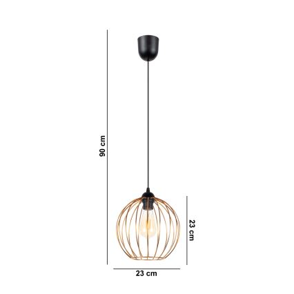 Suspension filaire MATT 1xE27/60W/230V noire/cuivrée