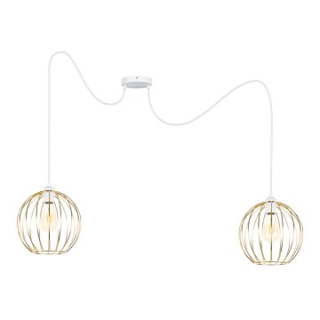 Suspension filaire MATT 2xE27/60W/230V araignée blanc/doré