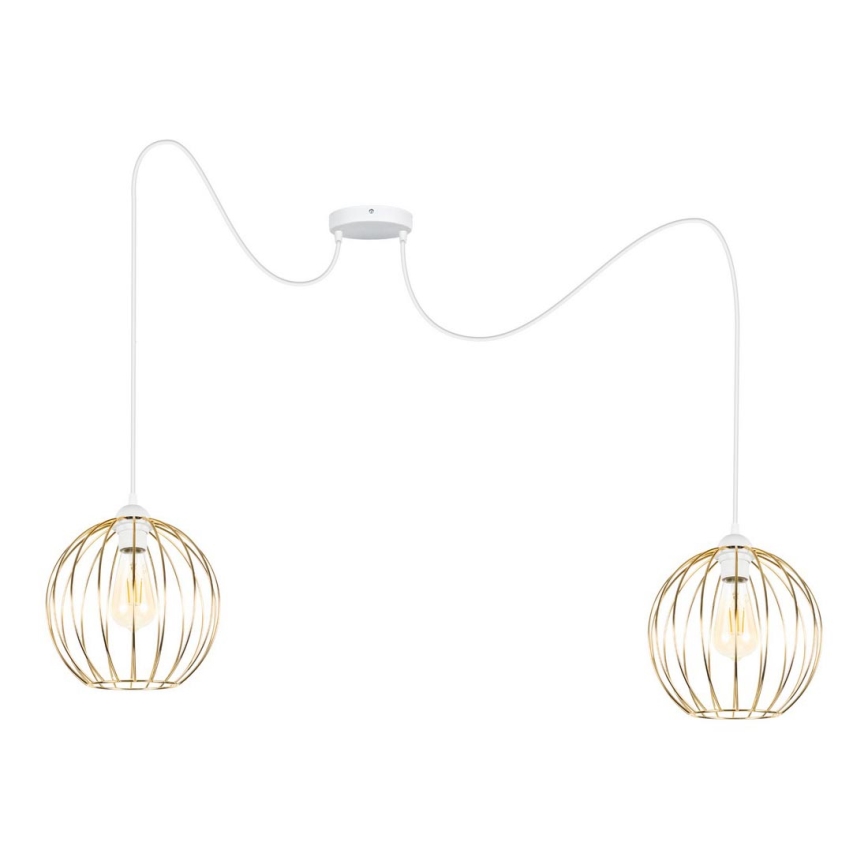 Suspension filaire MATT 2xE27/60W/230V araignée blanc/doré