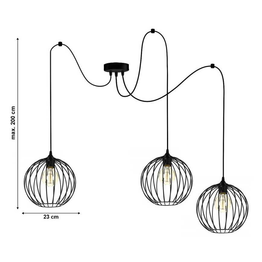 Suspension filaire MATT 3xE27/60W/230V araignée