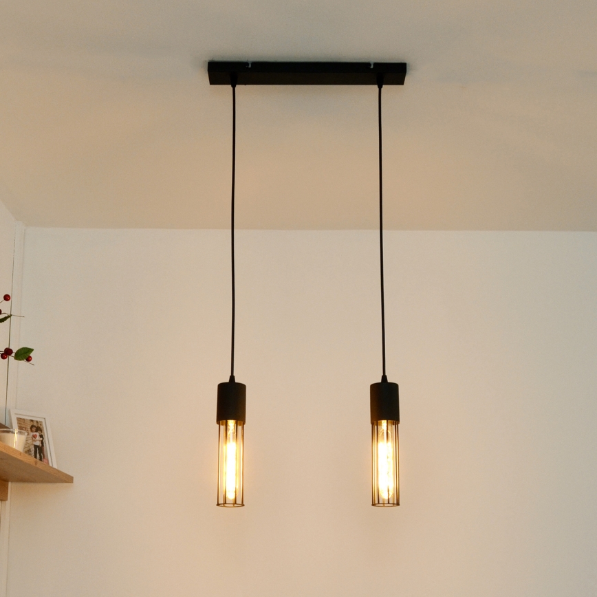 Suspension filaire MELODY 2xE27/15W/230V noir