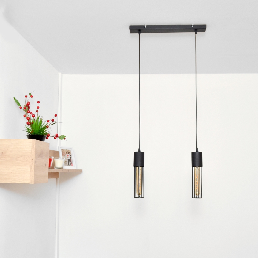 Suspension filaire MELODY 2xE27/15W/230V noir