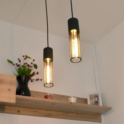 Suspension filaire MELODY 2xE27/15W/230V noir