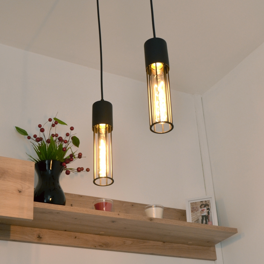 Suspension filaire MELODY 2xE27/15W/230V noir
