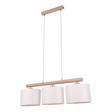 Suspension filaire MERCEDES 3xE27/40W/230V crème/chêne