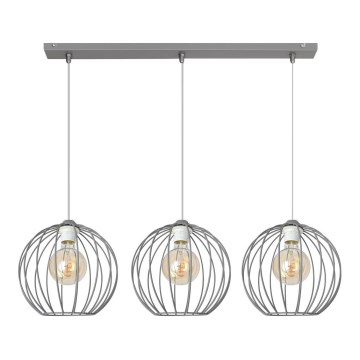 Suspension filaire MERCURE 3xE27/15W/230V grise