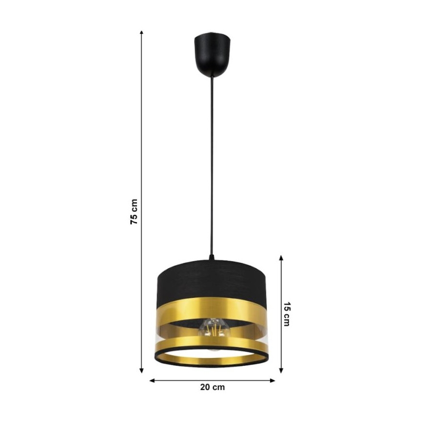 Suspension filaire MILO 1xE27/60W/230V doré/noire