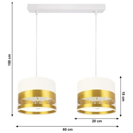 Suspension filaire MILO 2xE27/60W/230V dorée