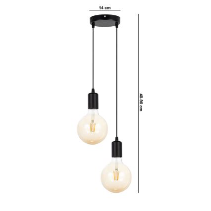 Suspension filaire MIROS 2xE27/60W/230V rond noir