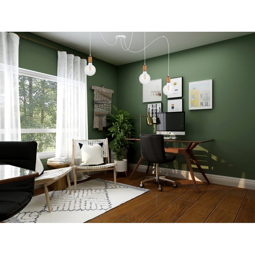 Suspension filaire MIROS 3xE27/60W/230V araignée blanc/cuivre
