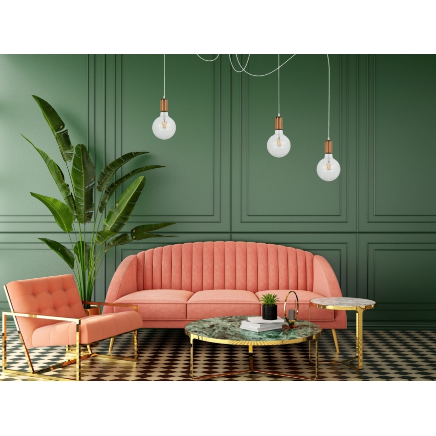 Suspension filaire MIROS 3xE27/60W/230V araignée blanc/cuivre