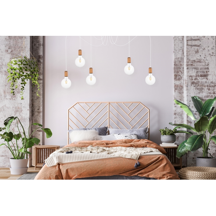 Suspension filaire MIROS 5xE27/60W/230V araignée blanc/cuivre