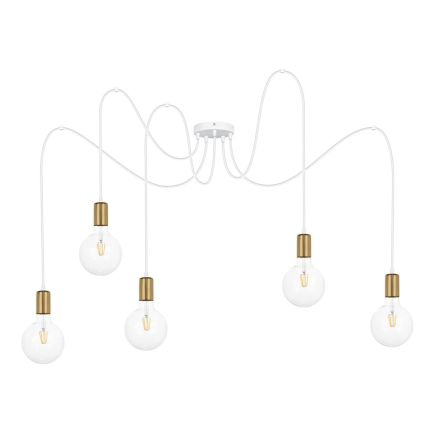Suspension filaire MIROS 5xE27/60W/230V araignée blanc/doré