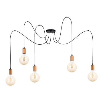 Suspension filaire MIROS 5xE27/60W/230V araignée noir/cuivre