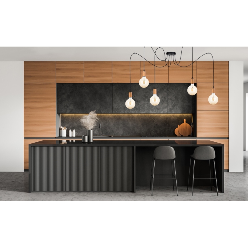 Suspension filaire MIROS 5xE27/60W/230V araignée noir/cuivre