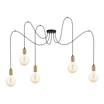 Suspension filaire MIROS 5xE27/60W/230V araignée noir/doré
