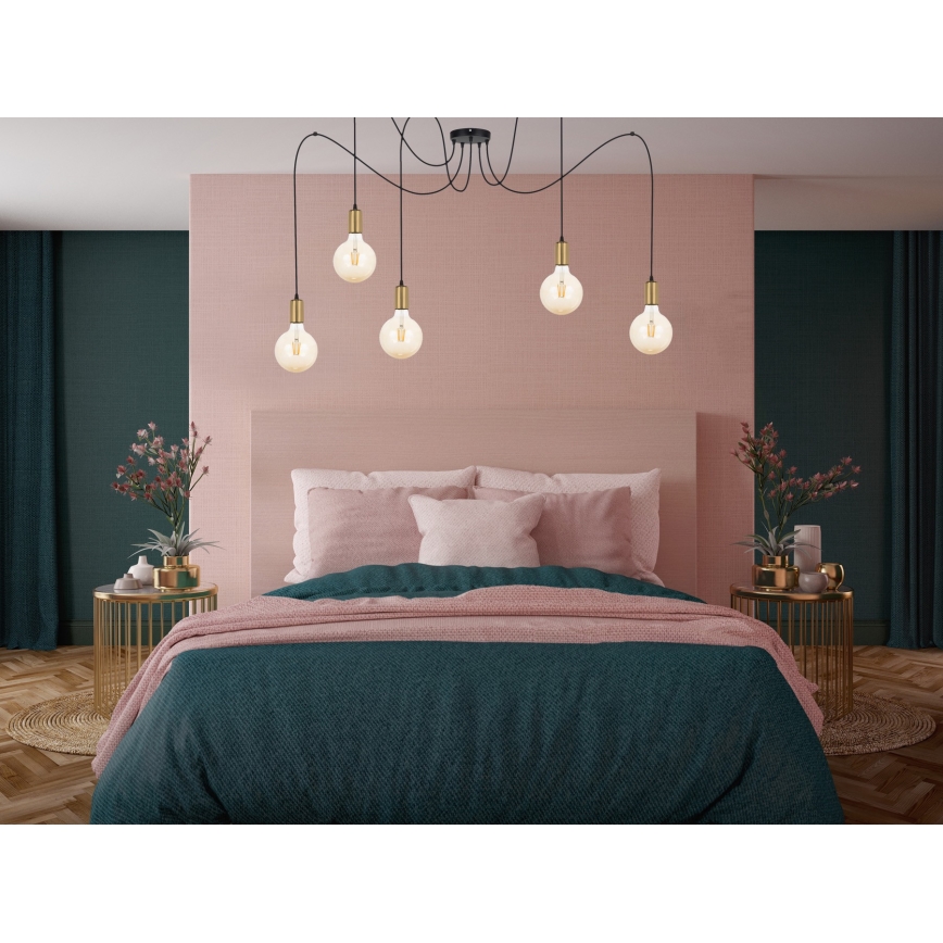 Suspension filaire MIROS 5xE27/60W/230V araignée noir/doré