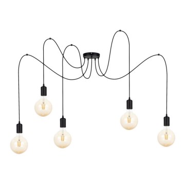 Suspension filaire MIROS 5xE27/60W/230V araignée noir