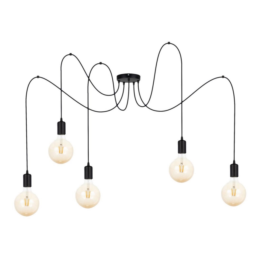 Suspension filaire MIROS 5xE27/60W/230V araignée noir