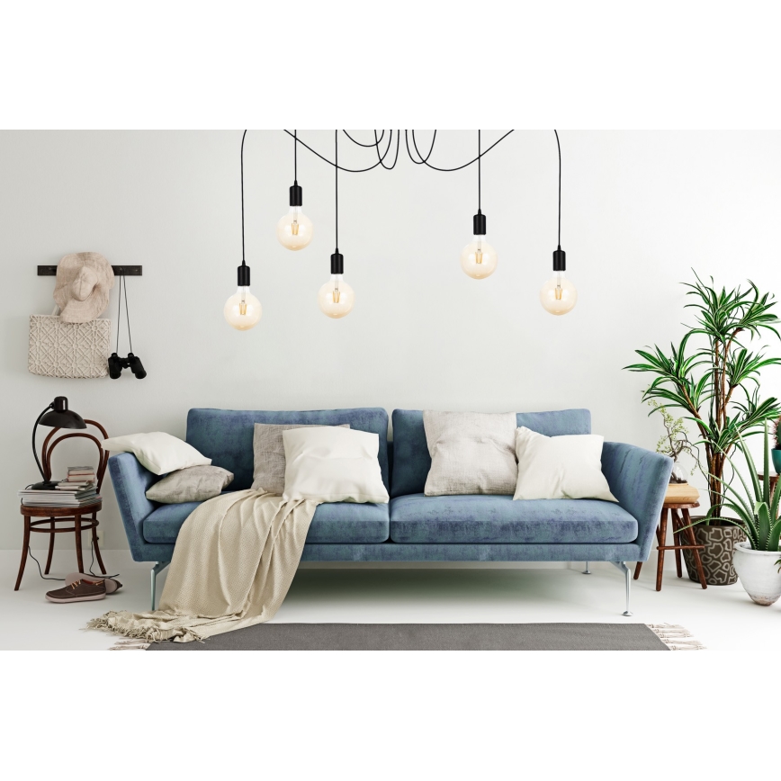 Suspension filaire MIROS 5xE27/60W/230V araignée noir