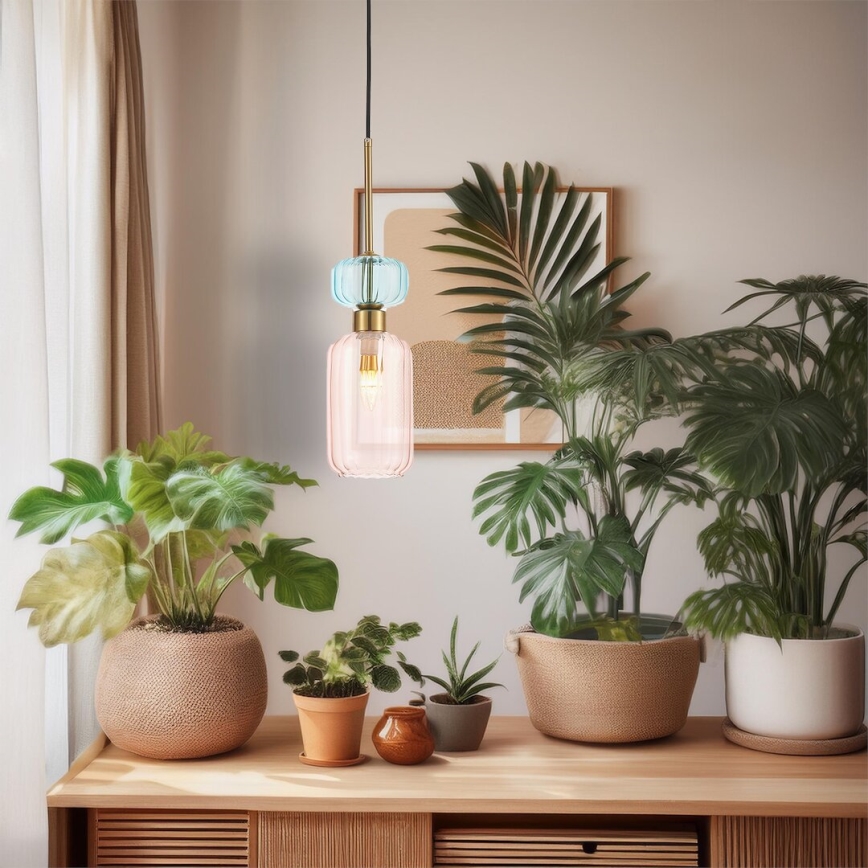 Suspension filaire MOLLY 1xE14/40W/230V d. 12 cm doré/rose/bleu