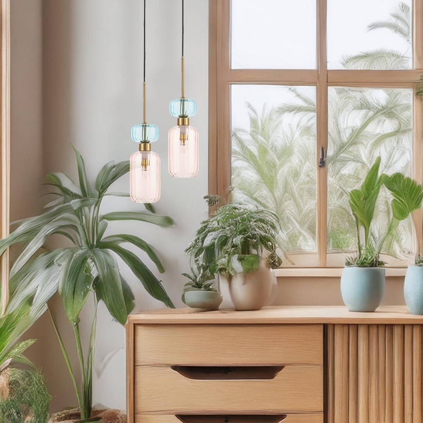 Suspension filaire MOLLY 1xE14/40W/230V d. 12 cm doré/rose/bleu