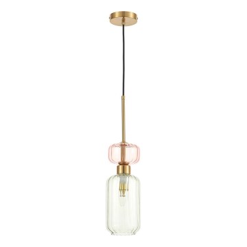 Suspension filaire MOLLY 1xE14/40W/230V d. 12 cm doré/vert/rose