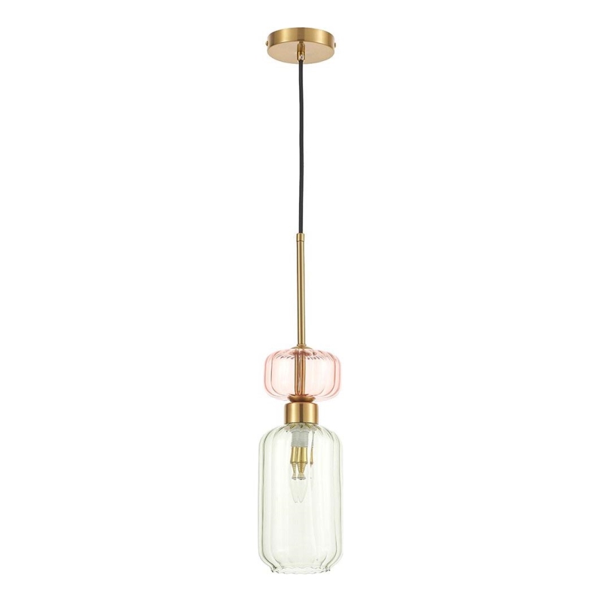 Suspension filaire MOLLY 1xE14/40W/230V d. 12 cm doré/vert/rose
