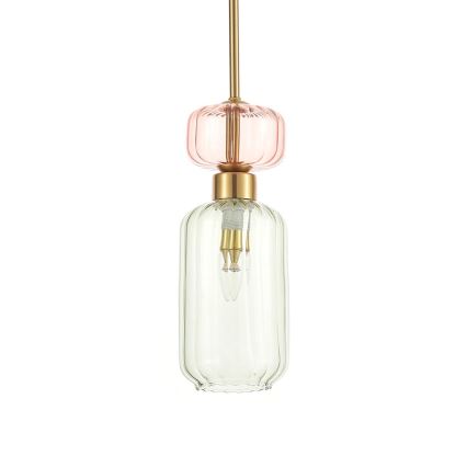 Suspension filaire MOLLY 1xE14/40W/230V d. 12 cm doré/vert/rose