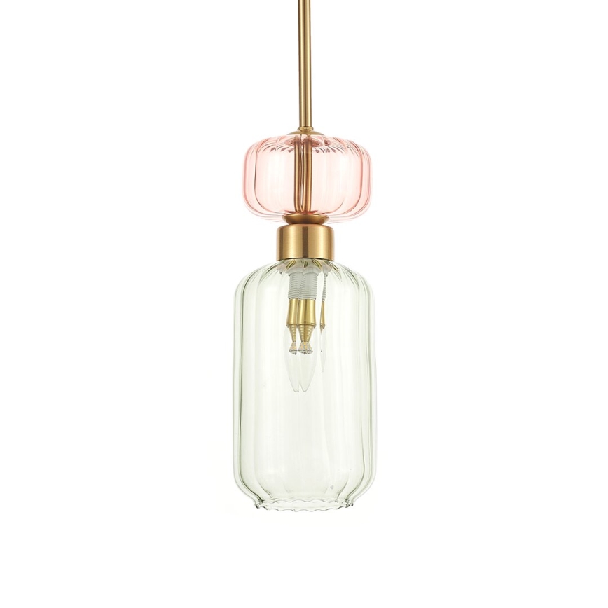 Suspension filaire MOLLY 1xE14/40W/230V d. 12 cm doré/vert/rose