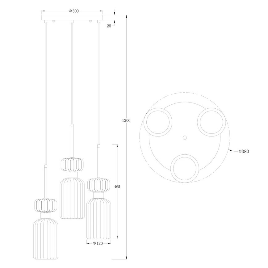 Suspension filaire MOLLY 3xE14/40W/230V d. 38 cm coloré