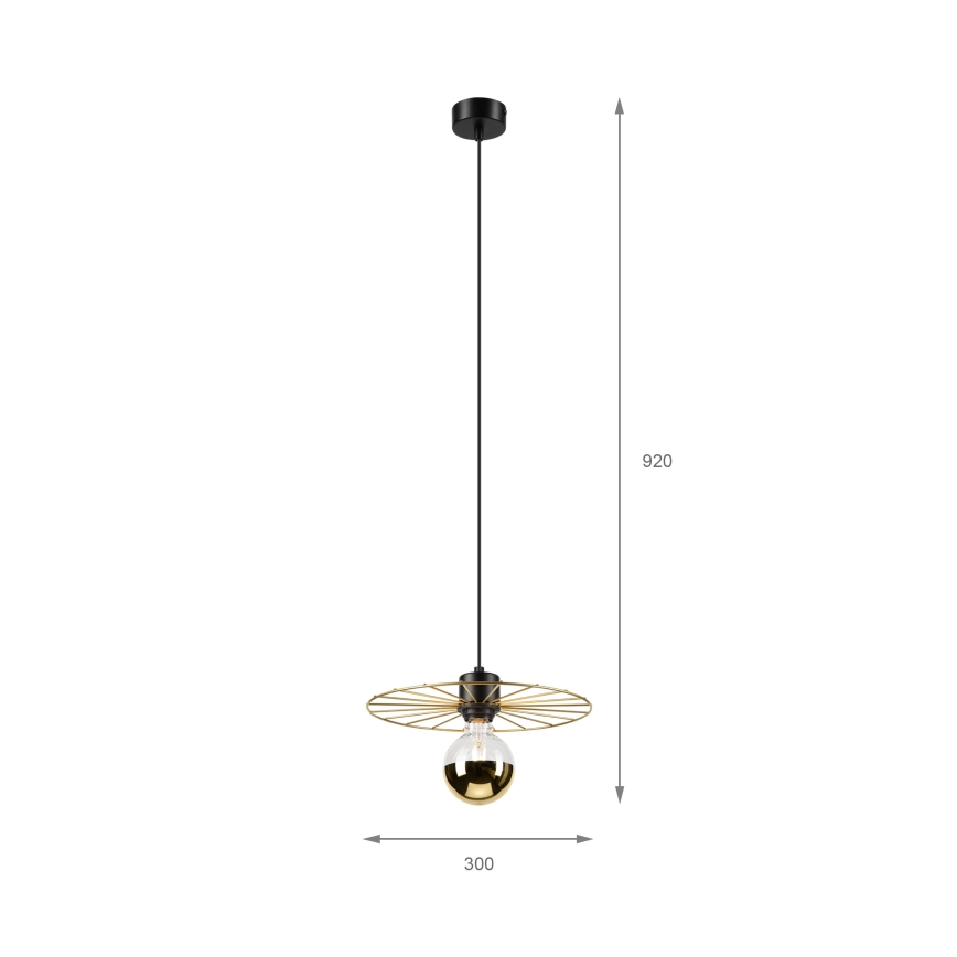 Suspension filaire MONTANA 1xE27/15W/230V d. 30 cm doré/noir