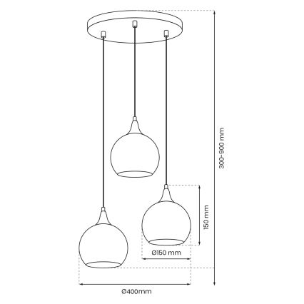 Suspension filaire MONTE 3xE27/60W/230V chrome mat