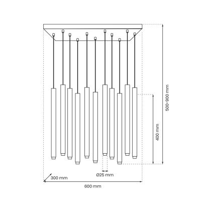 Suspension filaire MONZA 11xG9/8W/230V noir/doré