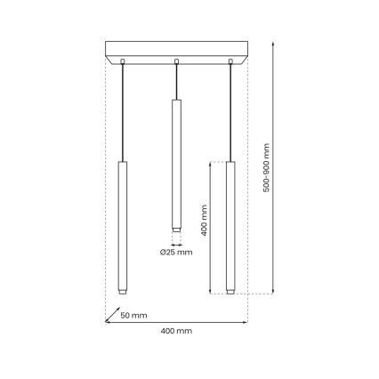 Suspension filaire MONZA 3xG9/8W/230V noir/doré