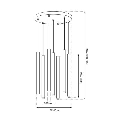 Suspension filaire MONZA 7xG9/8W/230V noir/doré