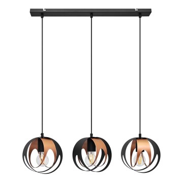 Suspension filaire MOONLIGHT 3xE27/15W/230V noir/cuivre