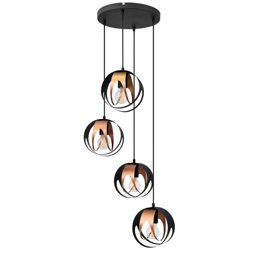 Suspension filaire MOONLIGHT 4xE27/15W/230V noir/cuivre