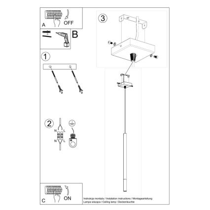 Suspension filaire MOSAIC 1xG9/12W/230V noire/cuivre