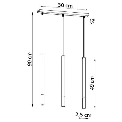 Suspension filaire MOSAIC 3xG9/12W/230V noire/cuivre