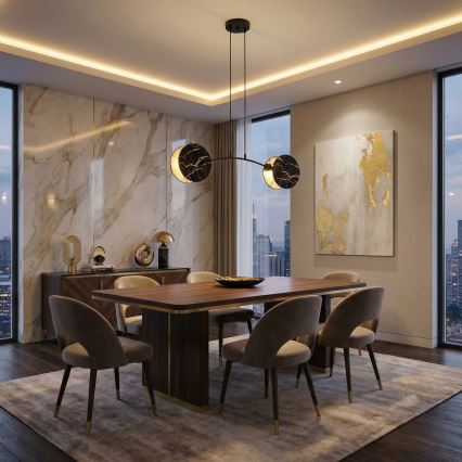 Suspension filaire MOTIF 2xE27/15W/230V noir/doré