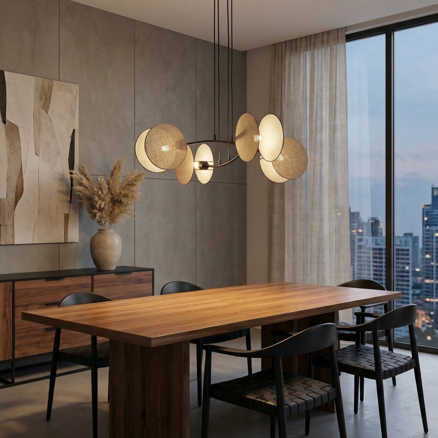 Suspension filaire MOTIF 4xE14/10W/230V beige