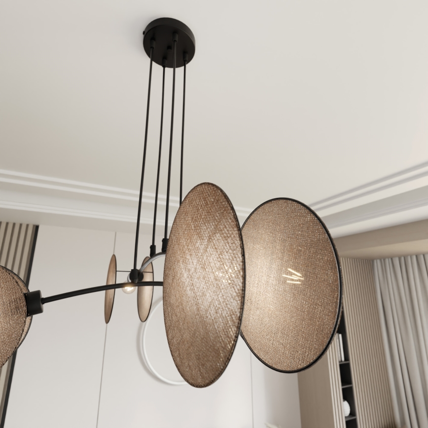 Suspension filaire MOTIF 4xE14/10W/230V beige