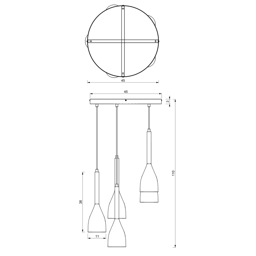 Suspension filaire MUZA 5xE27/15W/230V noir/beige/cuivre/hêtre