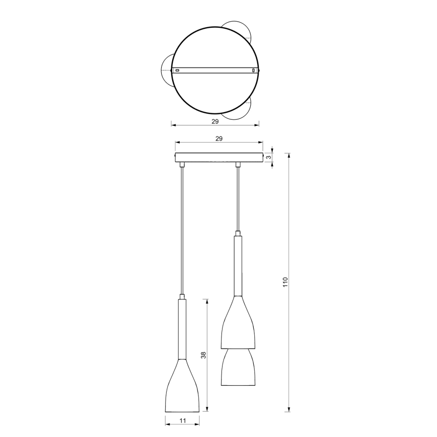 Suspension filaire MUZA NEW 3xE27/60W/230V hêtre/blanc