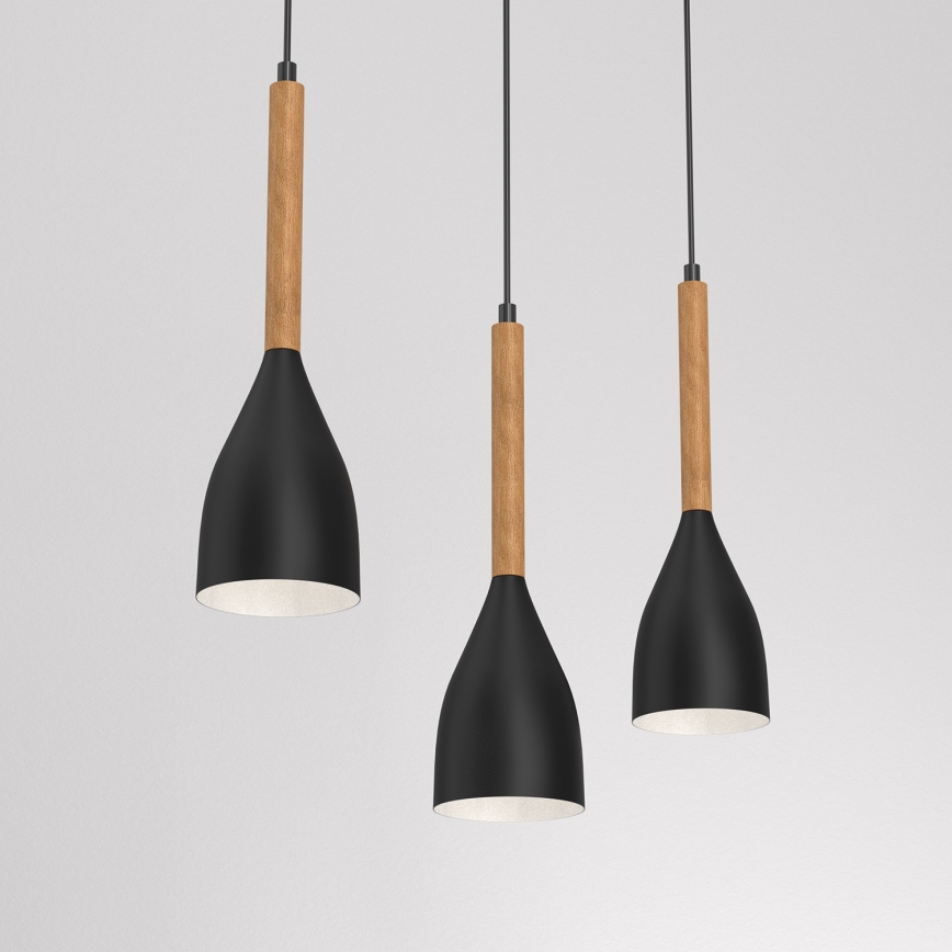 Suspension filaire MUZA NEW 3xE27/60W/230V noire