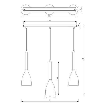 Suspension filaire MUZA NEW 3xE27/60W/230V noire